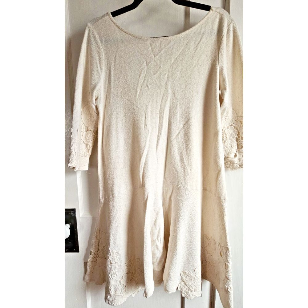 Anthropologie Maeve‎ Tierra Dropwaist cutout back dress Linen cotton Sz S